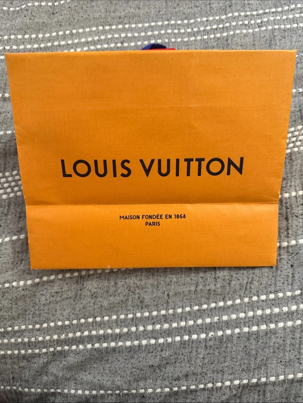 Louis Vuitton Orange Paper Shopping Bag with Black Logo